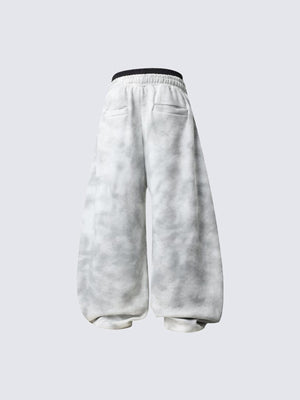 Side stripe sweatpants – Washed Grey, back flat | XoKool