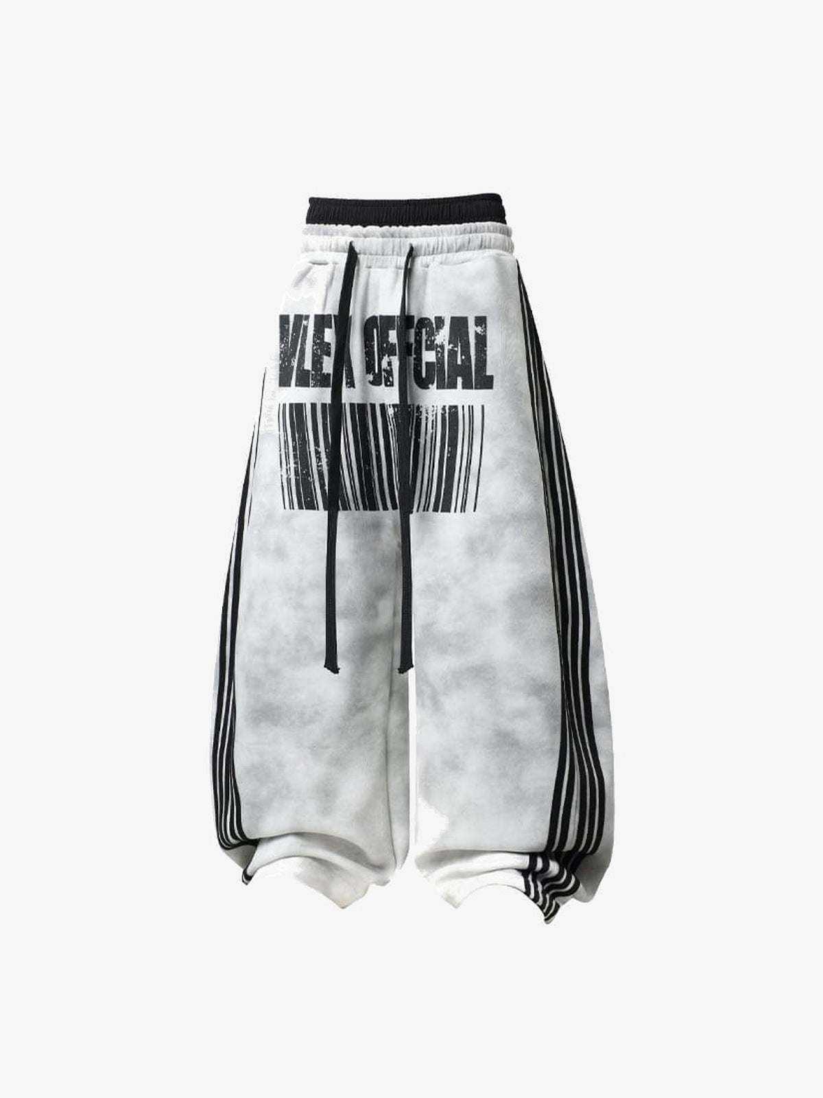 Jogginghose mit Seitenstreifen und doppeltem Bund – Washed Grau, Vorderseite flach | XoKool
