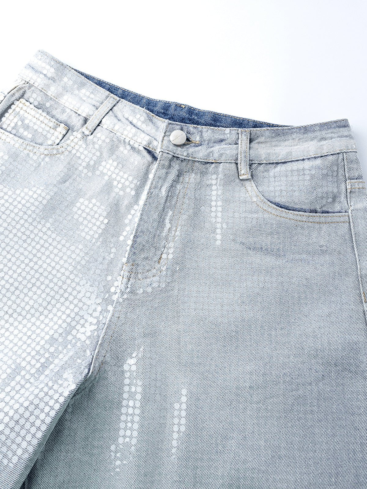 Ombre sequin jeans – front pocket close-up | XoKool