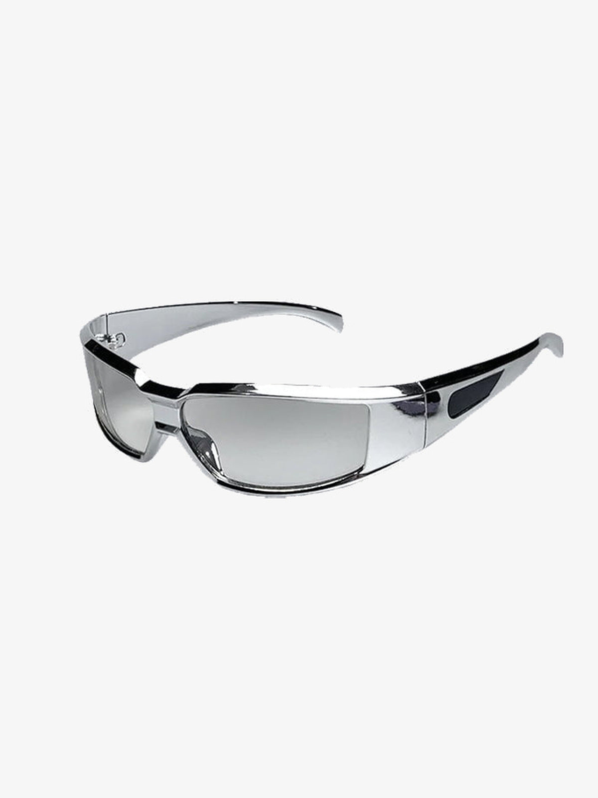 Wraparound Sonnenbrille in Silber Chrome – Silber, schräge Vorderansicht | XoKool