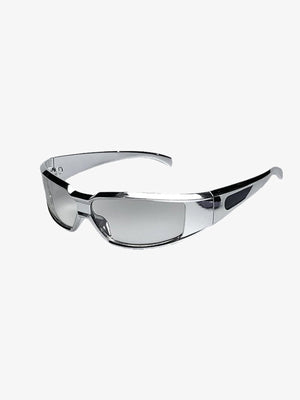Wraparound Sonnenbrille in Silber Chrome – Silber, schräge Vorderansicht | XoKool