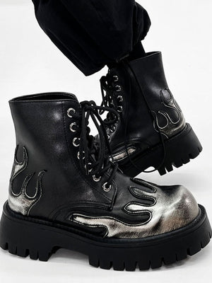 Flame platform boots – on feet, pair angled | XoKool