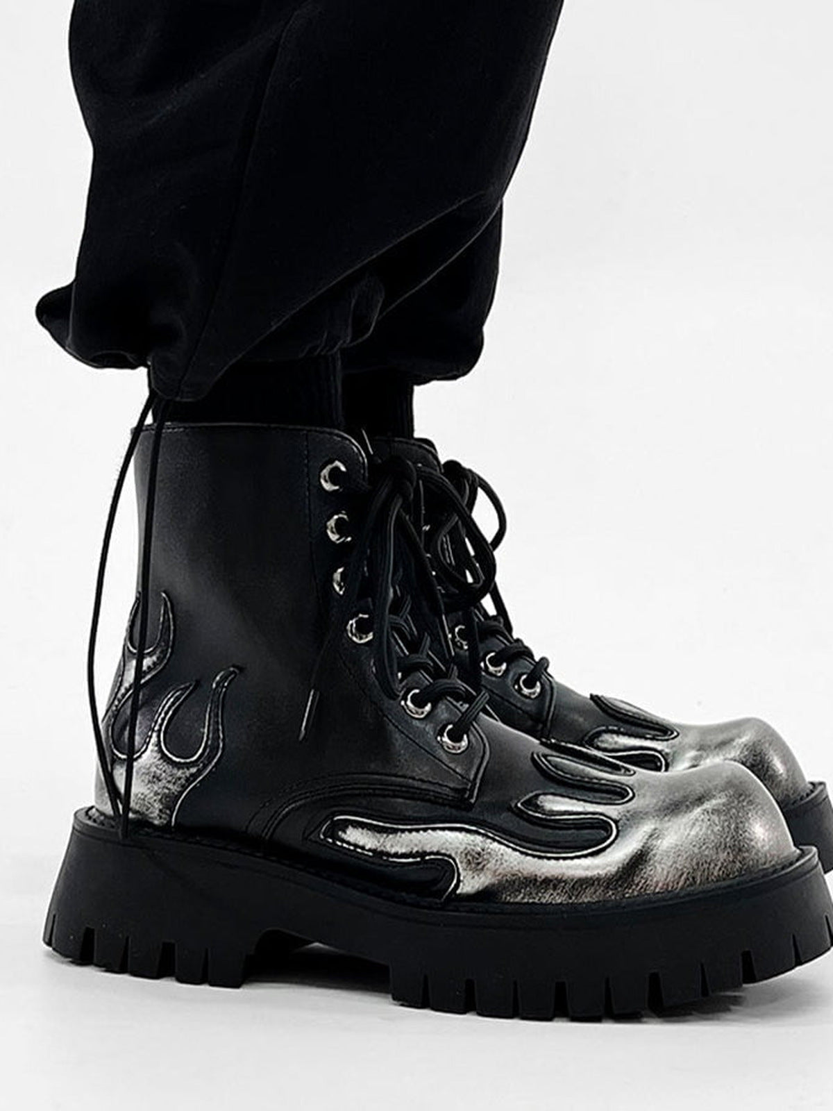 Flame platform boots – on feet, side | XoKool