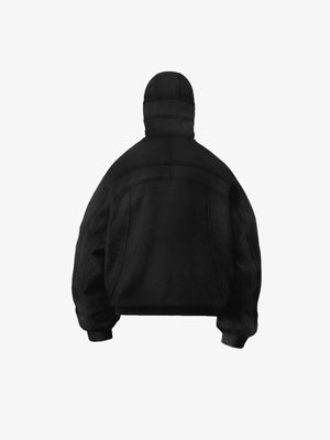 Skeleton Hand Half Zip Balaclava Hoodie – Black, back view | XoKool