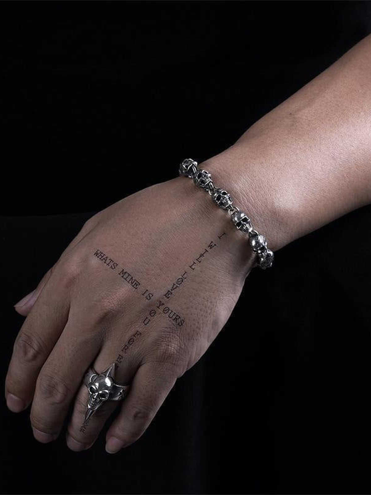 Skull bracelet – on model wrist, alt | XoKool