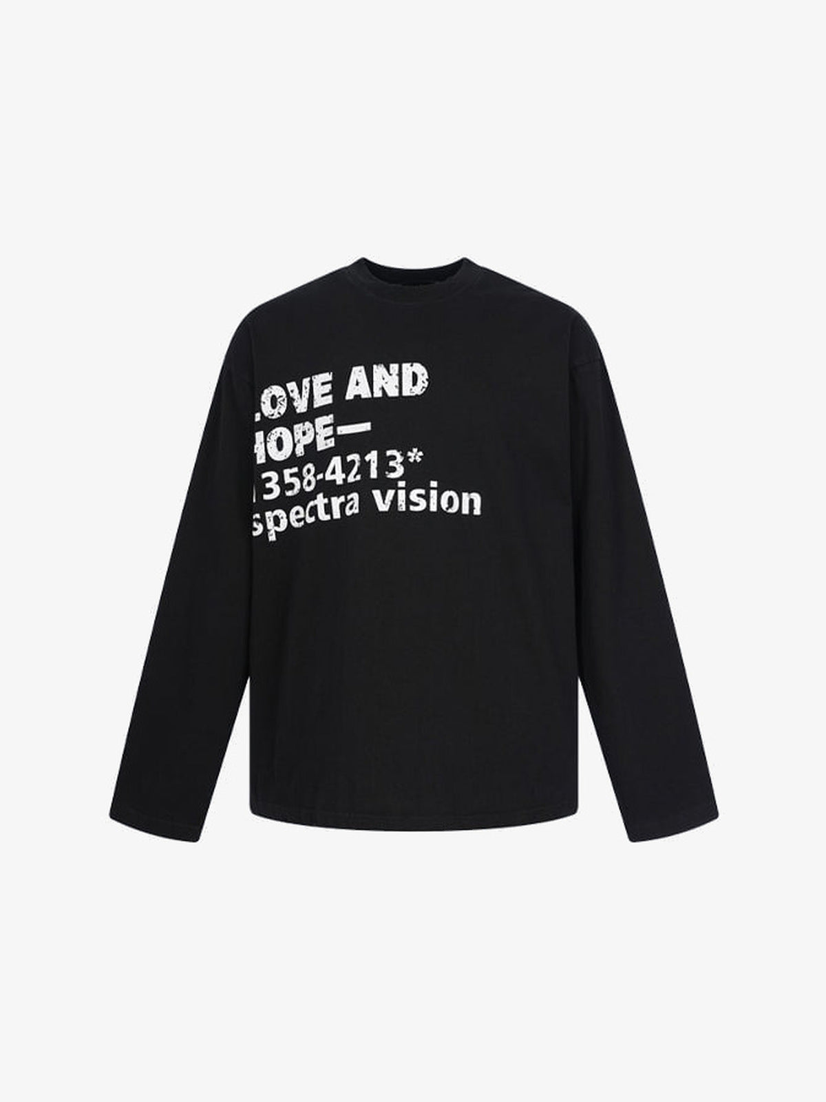 Slogan Long Sleeve T-Shirt in White, Black or Grey – Black front flat lay | XoKool