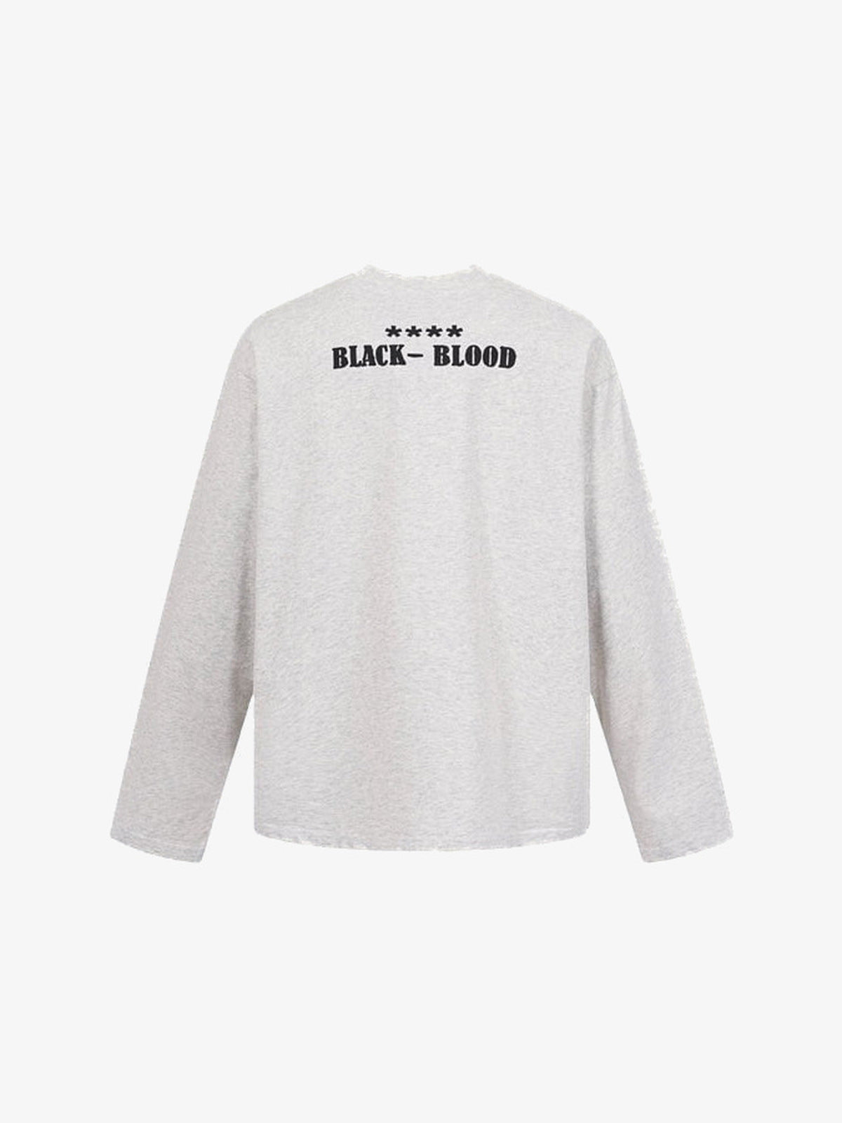 Slogan Long Sleeve T-Shirt in White, Black or Grey – Grey back flat lay | XoKool
