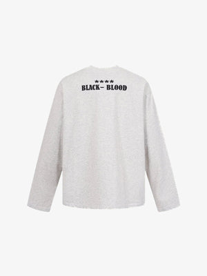 Slogan Long Sleeve T-Shirt in White, Black or Grey – Grey back flat lay | XoKool