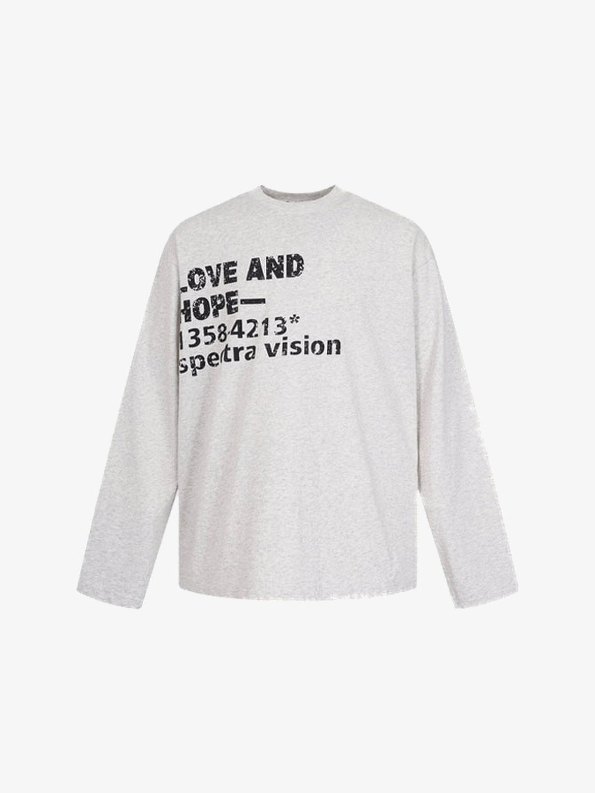 Slogan Long Sleeve T-Shirt in White, Black or Grey – Grey front flat lay | XoKool