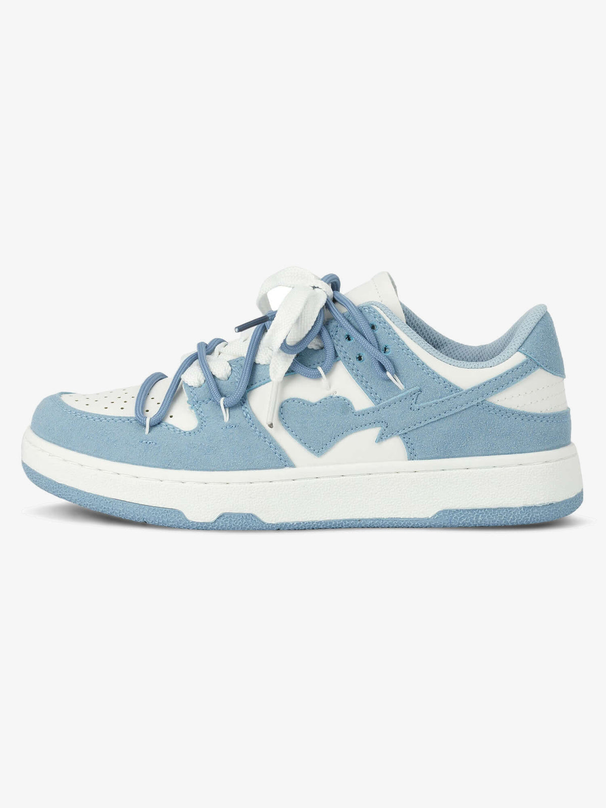 Light Blue Heart Sneakers with Double Laces – side view | XoKool