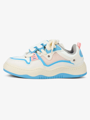 Chunky Skate Shoes with Puffy Letter Patches – Blue, side | XoKool