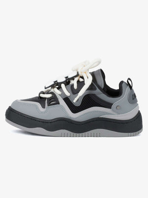 Chunky Skate Shoes with Puffy Letter Patches – Black, side | XoKool