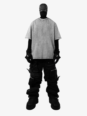 Snow Wash Boxy Cropped T-Shirt – on model, front | XoKool