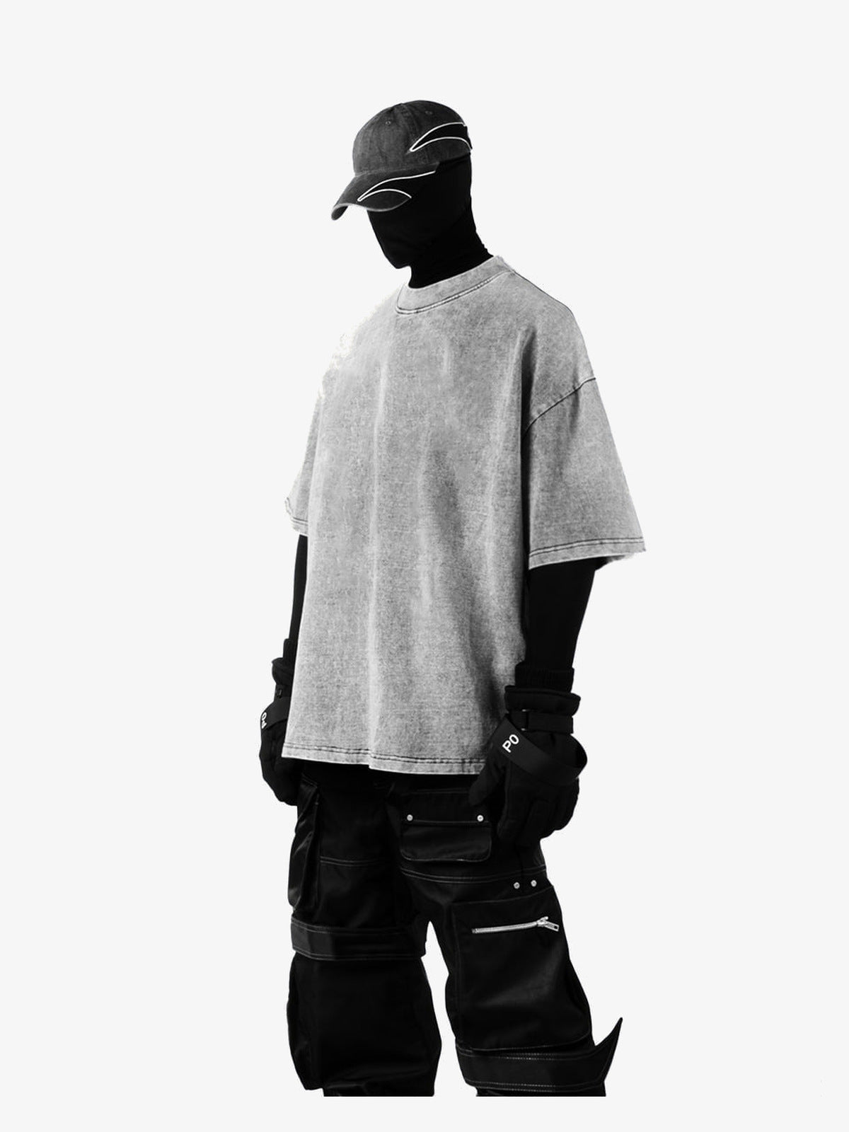 Snow Wash Boxy Cropped T-Shirt – on model, side | XoKool