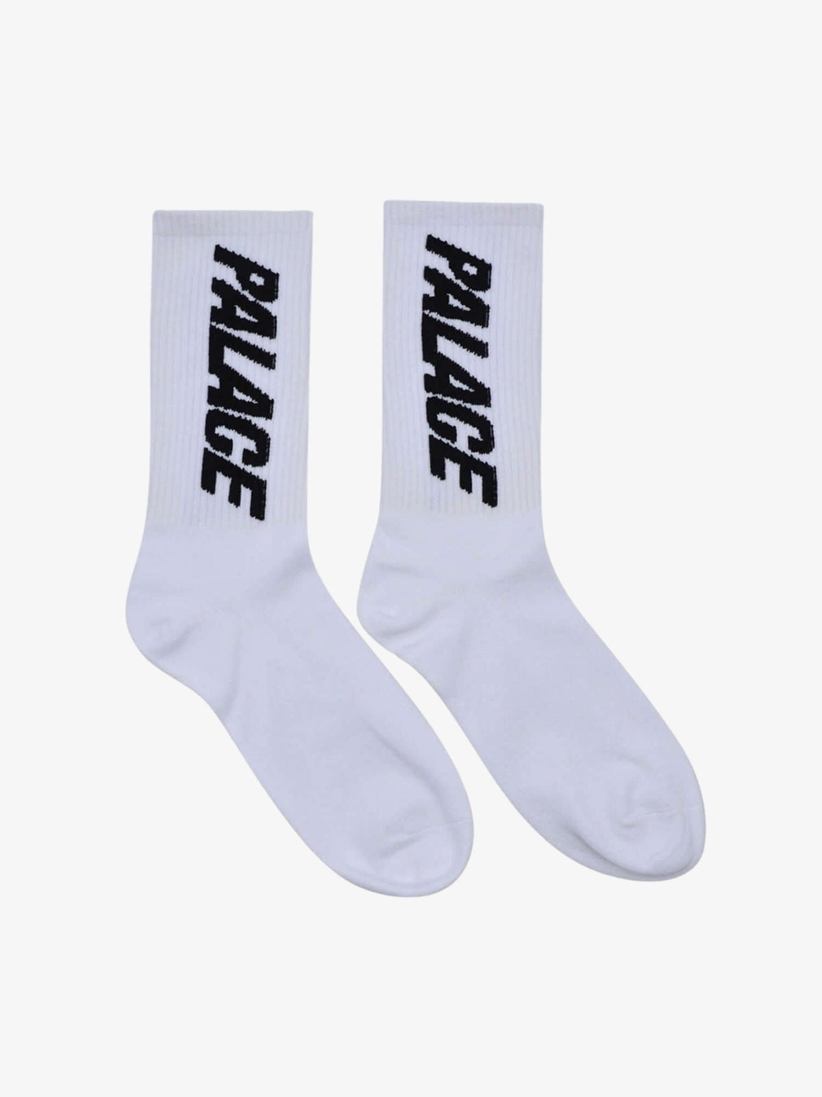 Calcetines altos de canalé con letras verticales – par blanco, vista plana | XoKool