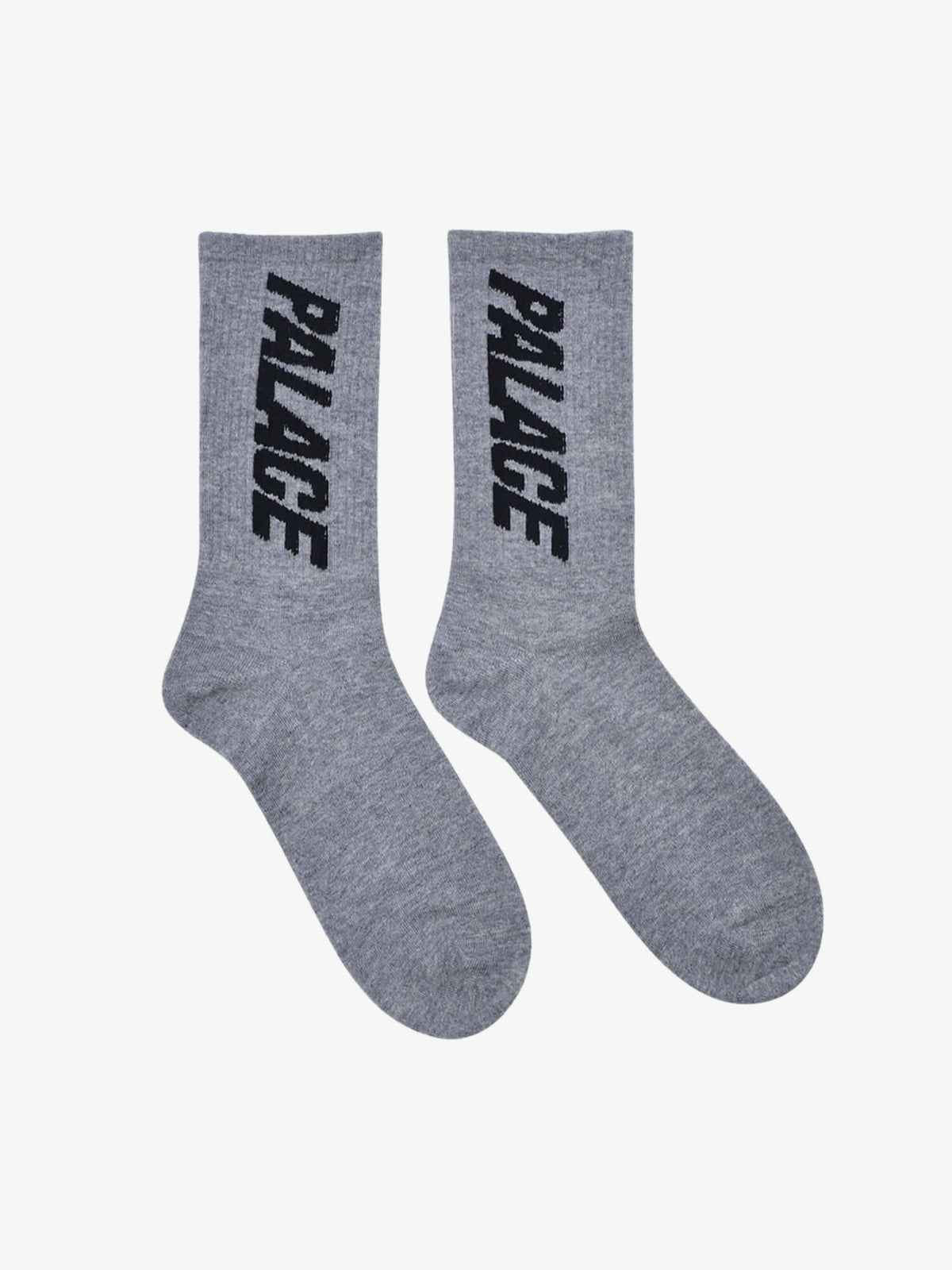 Calcetines altos de canalé con letras verticales – par gris, vista plana | XoKool