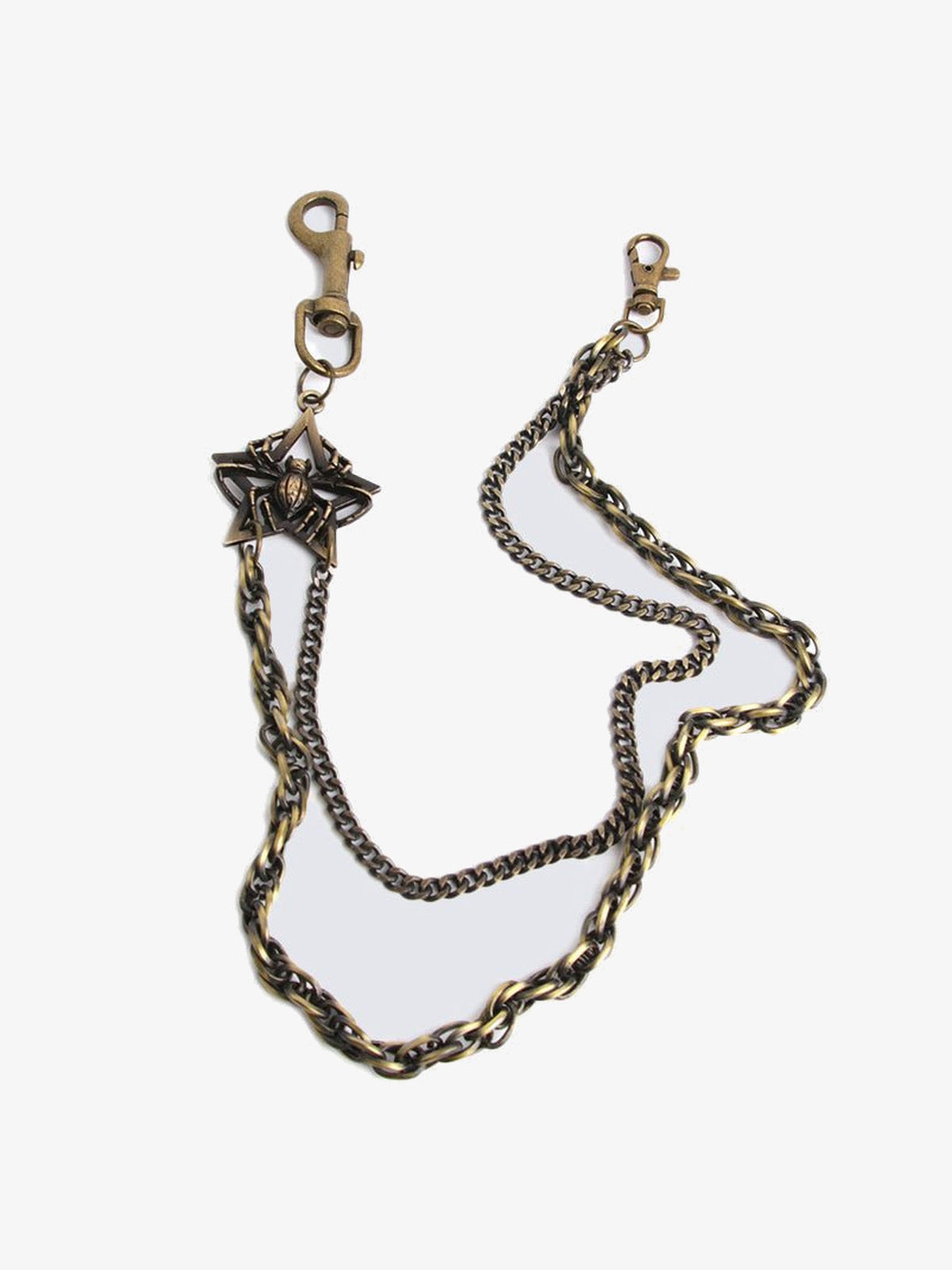 Spider Emblem Wallet Chain in Antique Brass – Brass, product view | XoKool