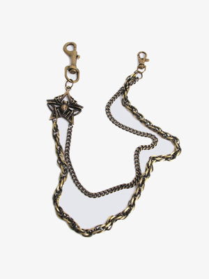 Spider Emblem Wallet Chain in Antique Brass – Brass, product view | XoKool