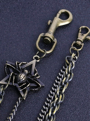 Spider Emblem Wallet Chain in Antique Brass – clasp and emblem close-up | XoKool