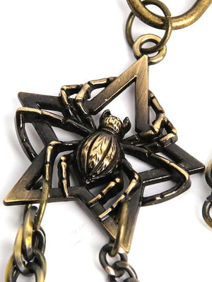 Spider Emblem Wallet Chain in Antique Brass – spider emblem close-up | XoKool