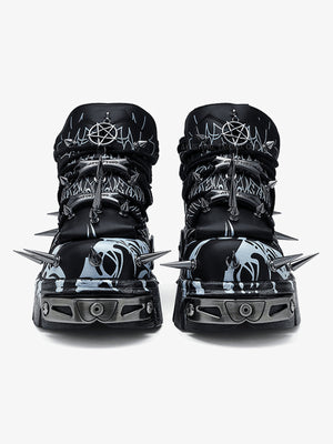Zapatos de plataforma con púas en blanco y negro – vista frontal | XoKool