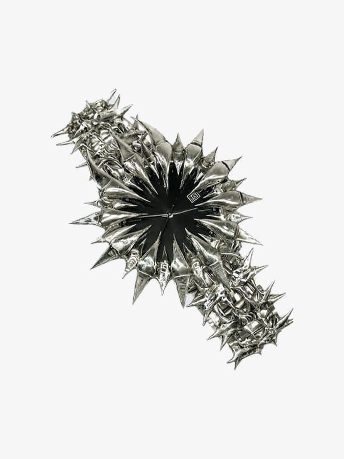 Spiked Gothic Watch with Silver-Tone Link Bracelet – Black dial, product view | XoKool