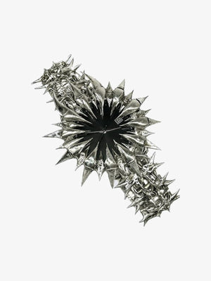 Spiked Gothic Watch with Silver-Tone Link Bracelet – Black dial, product view | XoKool