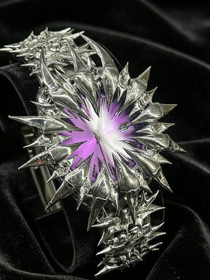 Spiked gothic watch – Purple dial on stand | XoKool