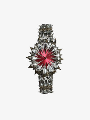 Spiked gothic watch – Red dial, flat front view | XoKool