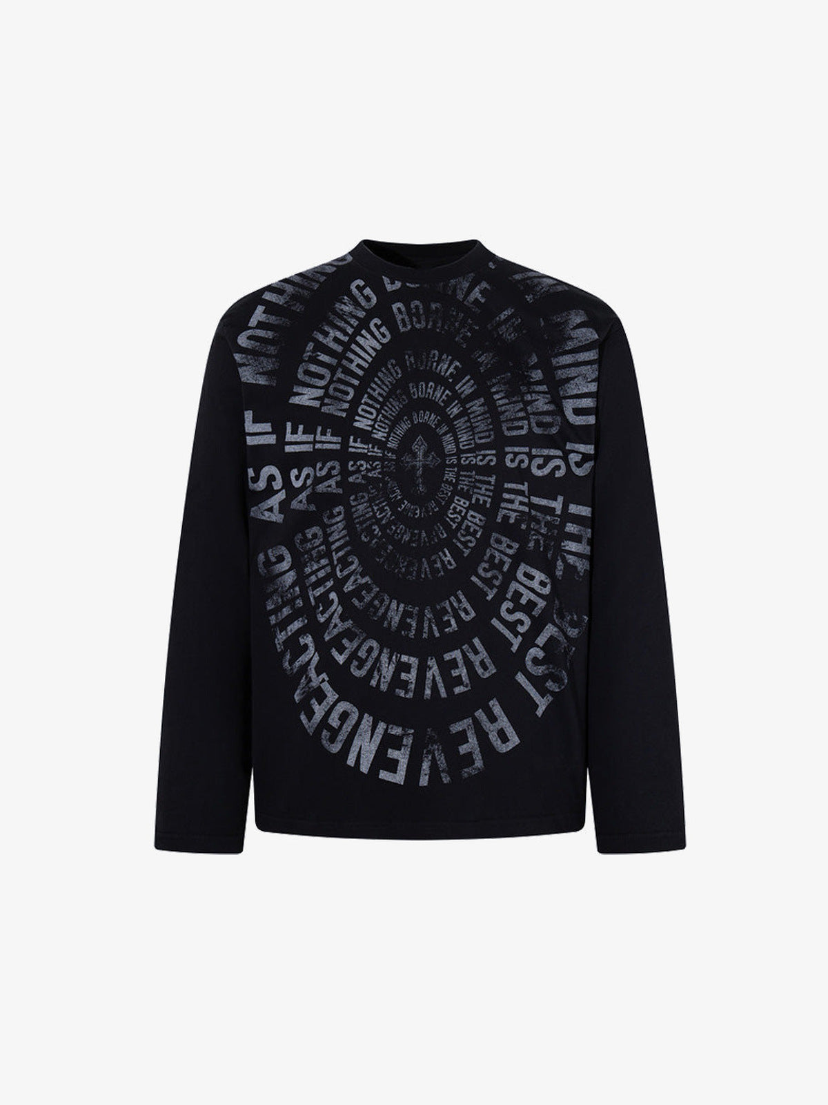 Longsleeve mit Spiral-Schriftzug – Schwarz, Vorderansicht | XoKool