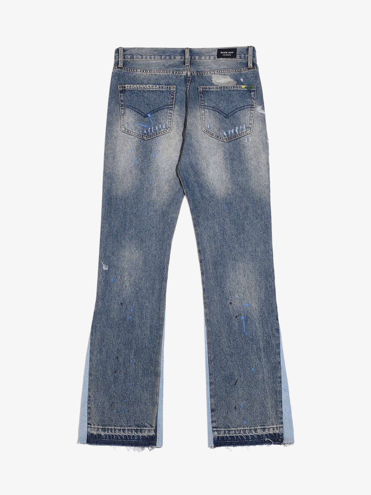 Paint Splatter Flare Jeans with Contrast Inserts – flat back | XoKool