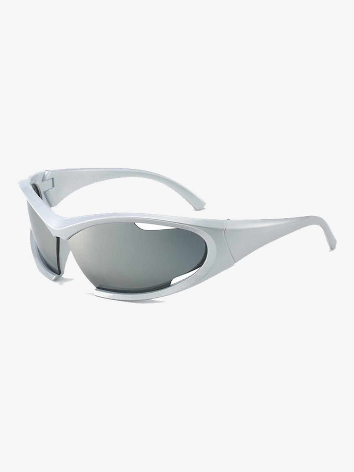 Sport Wrap Shield Sonnenbrille in sechs Farben – Silber, schräg | XoKool