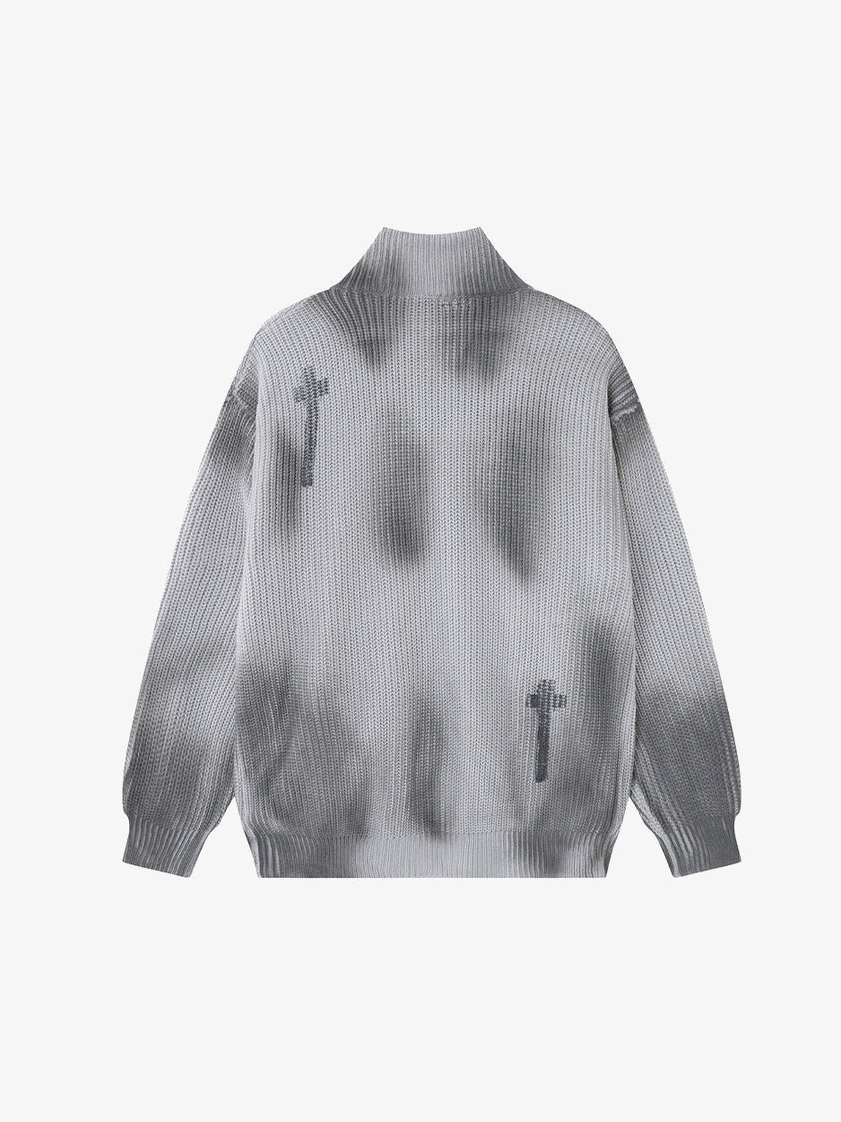 Strickjacke mit Kreuz-Reißverschluss – Hellgrau, Rückansicht | XoKool