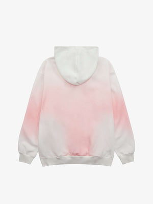 Hoodie degradado aerógrafo con letras de llamas – Blanco, vista trasera | XoKool