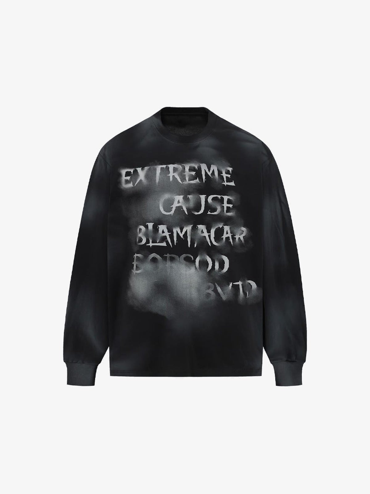 Sweatshirt mit Spray Paint Letter Graphic – Schwarz, vorne flach | XoKool