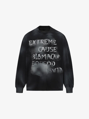 Sweatshirt mit Spray Paint Letter Graphic – Schwarz, vorne flach | XoKool