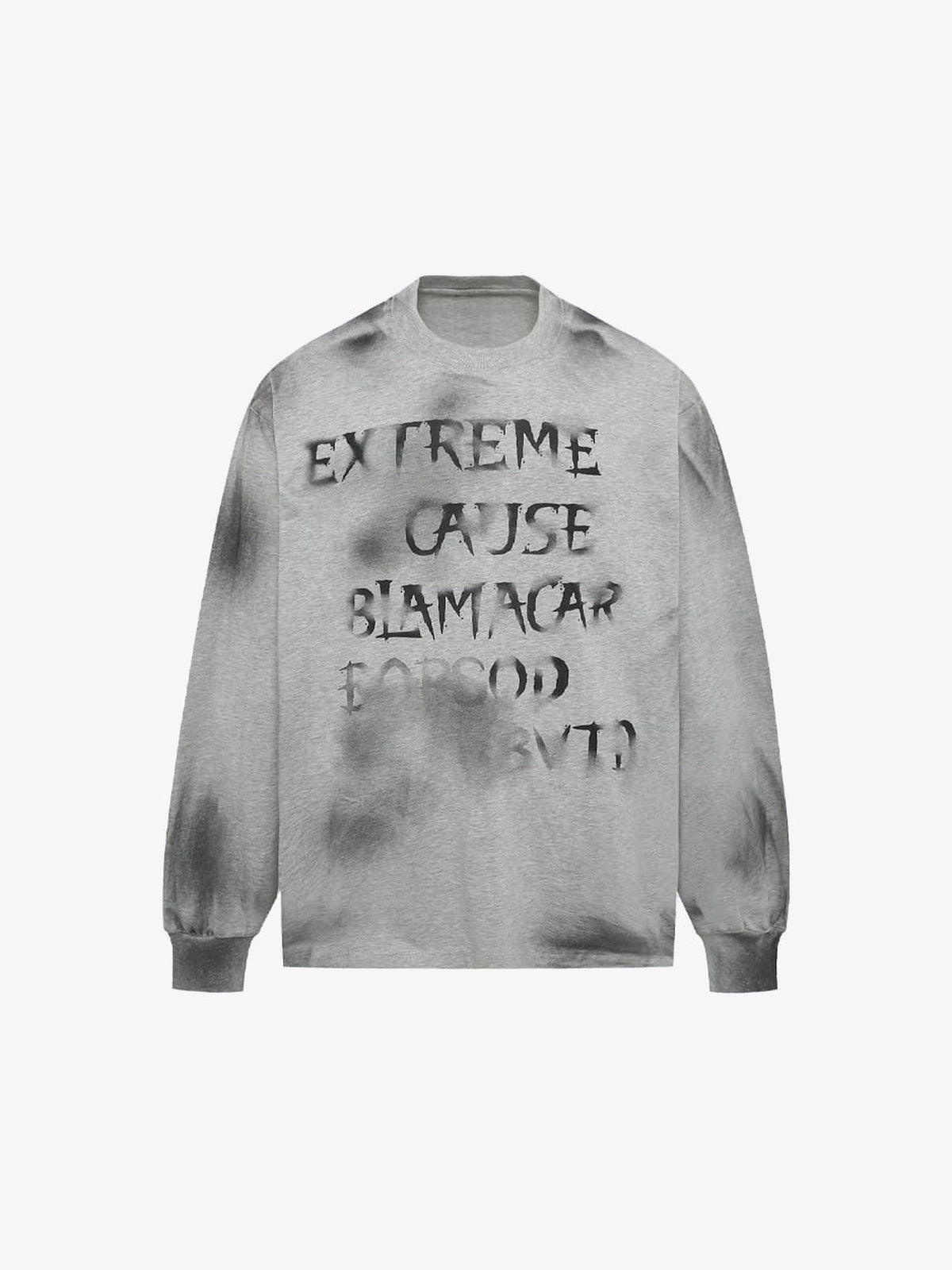 Sweatshirt mit Spray Paint Letter Graphic – Heather Grau, vorne flach | XoKool