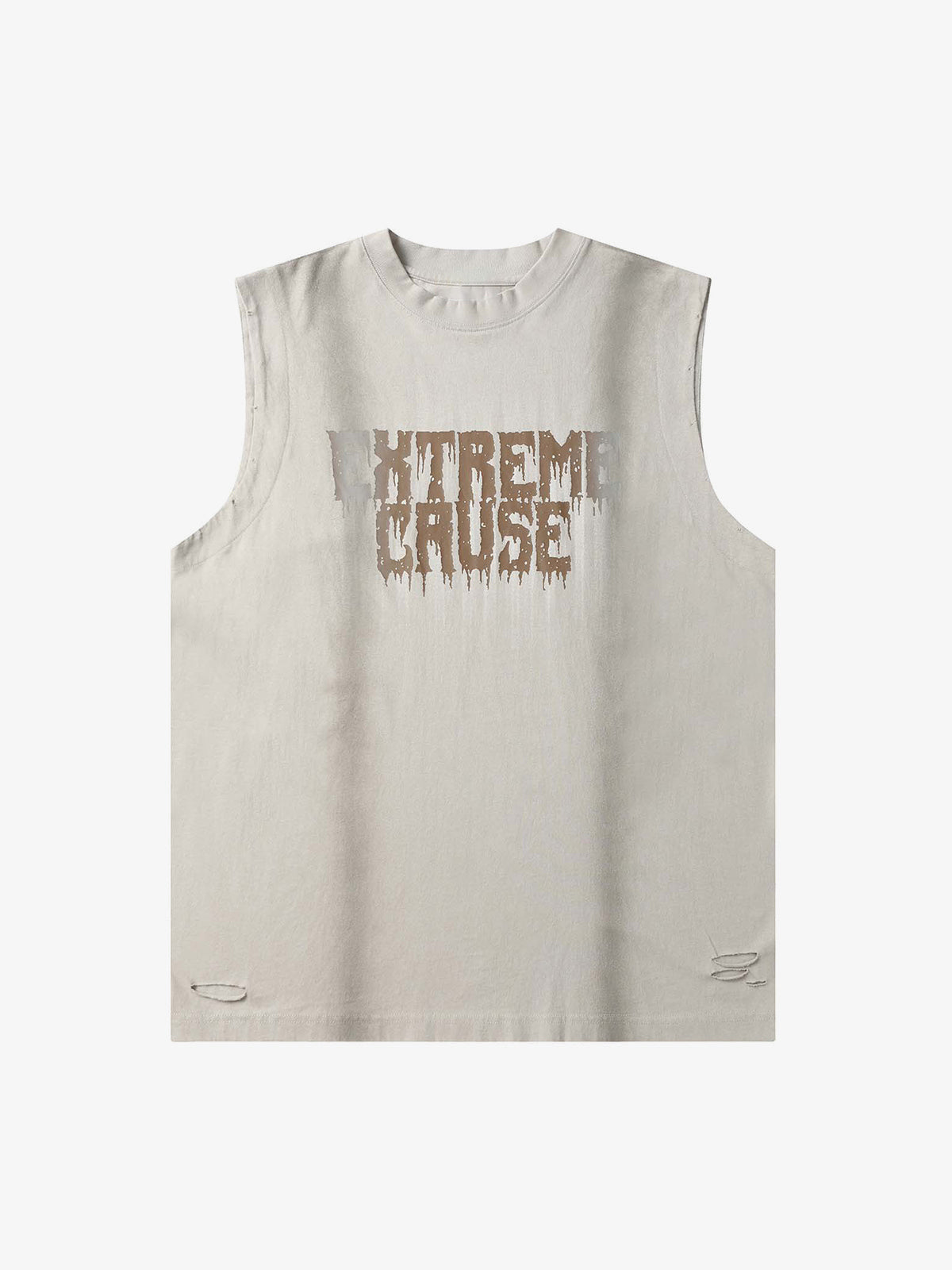Camiseta sin mangas con rayas de spray y letras drip – Gris Claro, vista frontal | XoKool