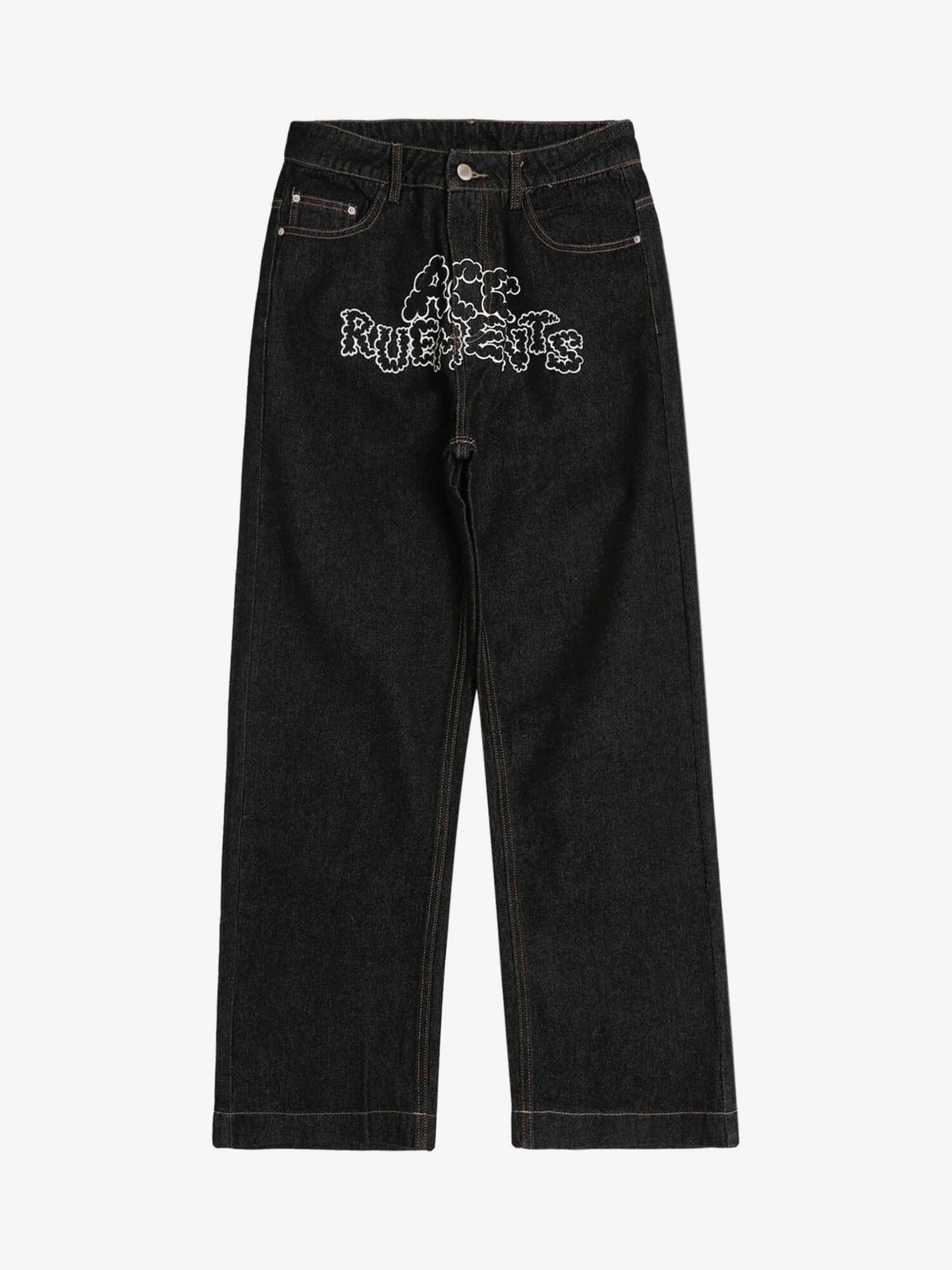 Jeans mit Stern-Print – Schwarz, Vorderansicht | XoKool