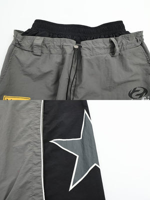 Star Jogginghose – Grauer Bund, Emblem-Label und Sternpanel, Nahaufnahme | XoKool