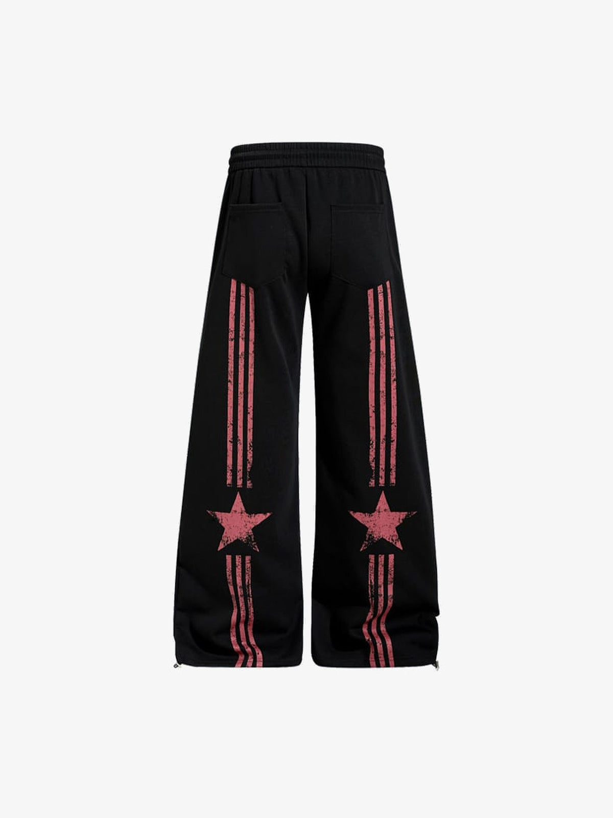 Wide Leg Graphic Jogginghose mit Sternen-Print – Schwarz, Rückseite flach | XoKool