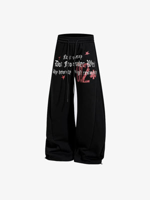 Graphic sweatpants – Black, front angle | XoKool