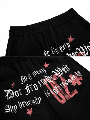 Graphic sweatpants – Black, waist and front print close-up | XoKool