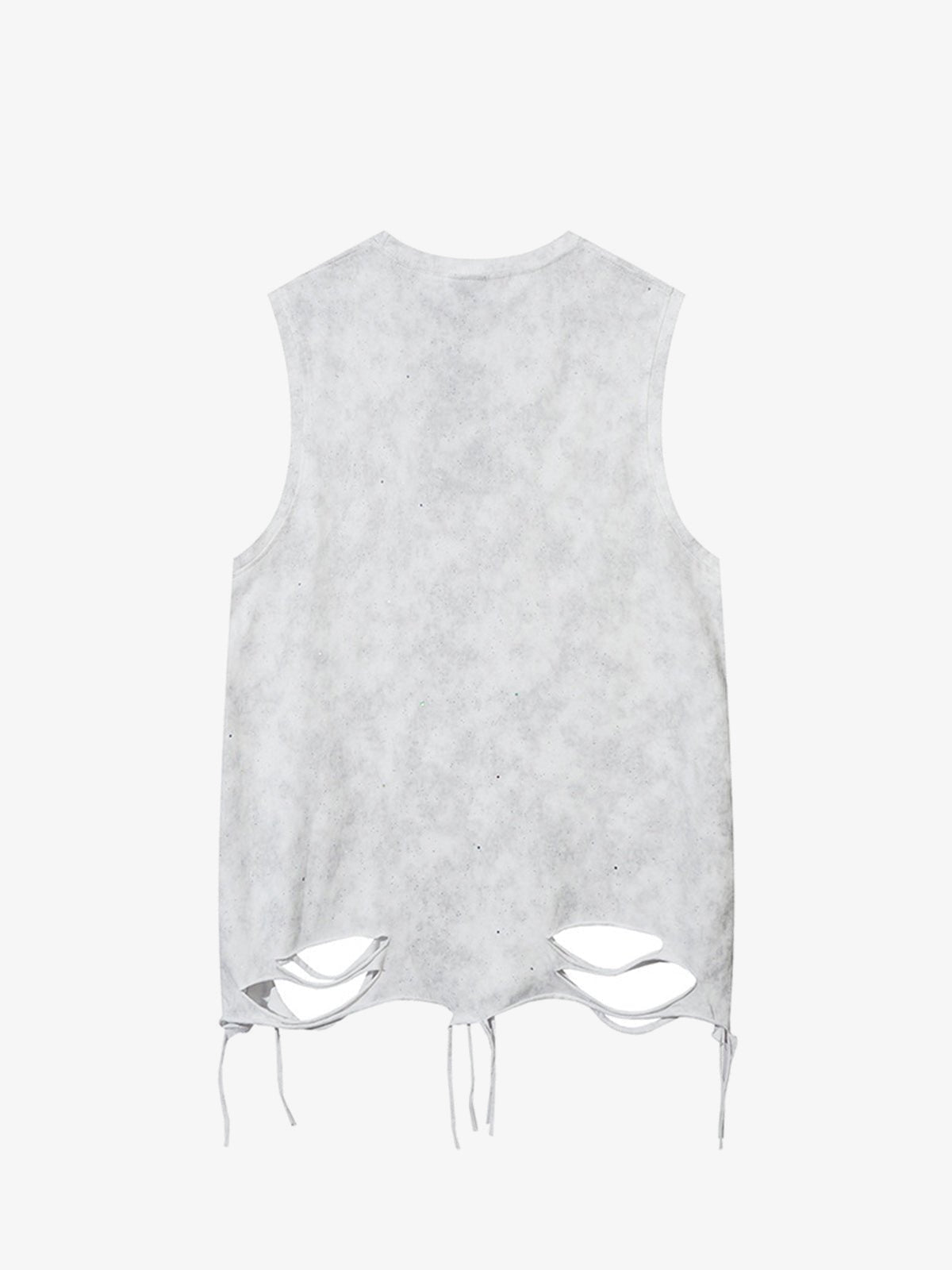 Star Speckle Ripped Tanktop mit Doppelkette – Hellgrau, Rückansicht | XoKool