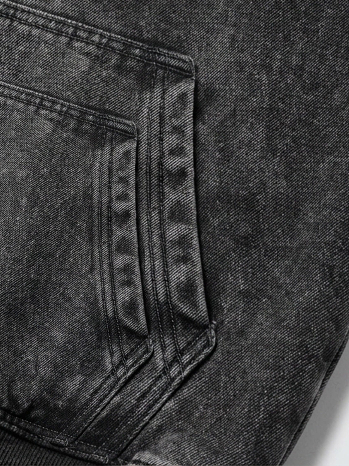 Fur trim zip up hoodie – pocket stitching close-up | XoKool
