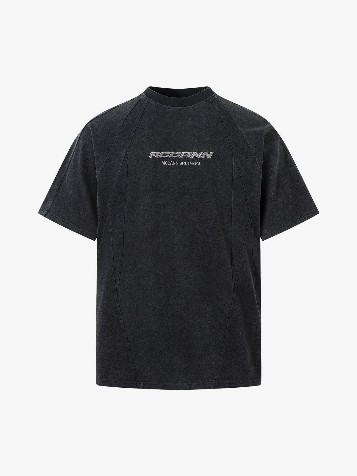 Washed Black Raglan Tee with Tonal Chest Embroidery – Washed Black, front | XoKool