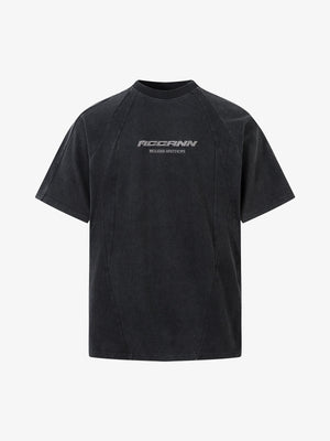 Washed Black Raglan Tee with Tonal Chest Embroidery – Washed Black, front | XoKool