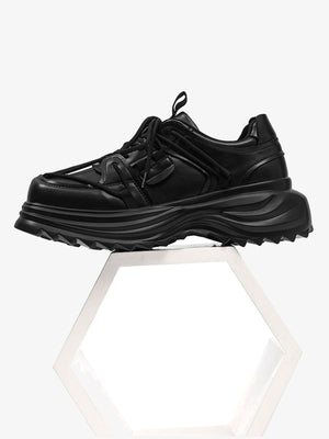 All black sneakers – side on plinth | XoKool