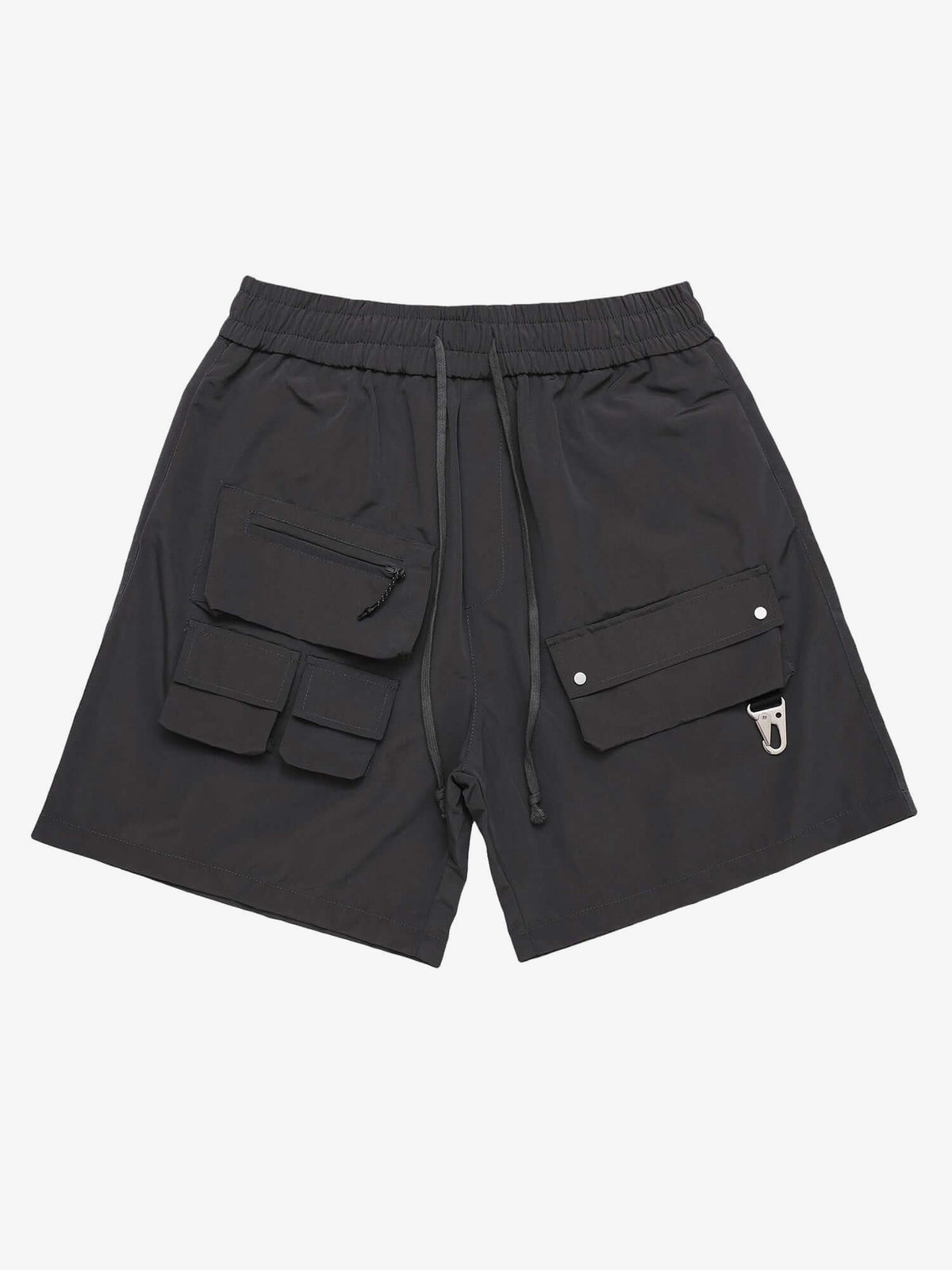 Utility Cargo Shorts with Carabiner Clip – charcoal colour, front view | XoKool