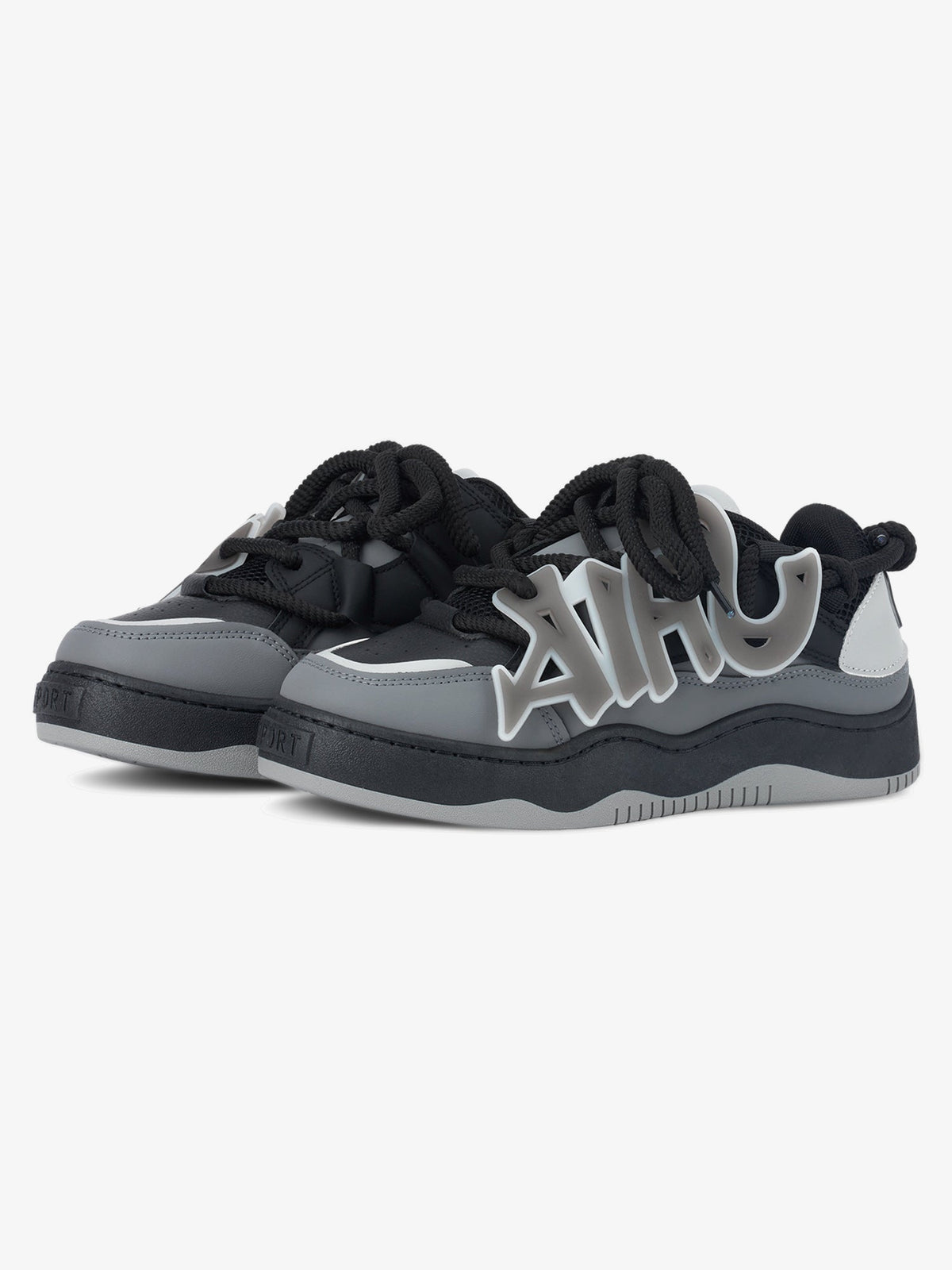Glow in the Dark Graffiti Skate Sneaker – Schwarz, Seitenansicht 3/4 | XoKool